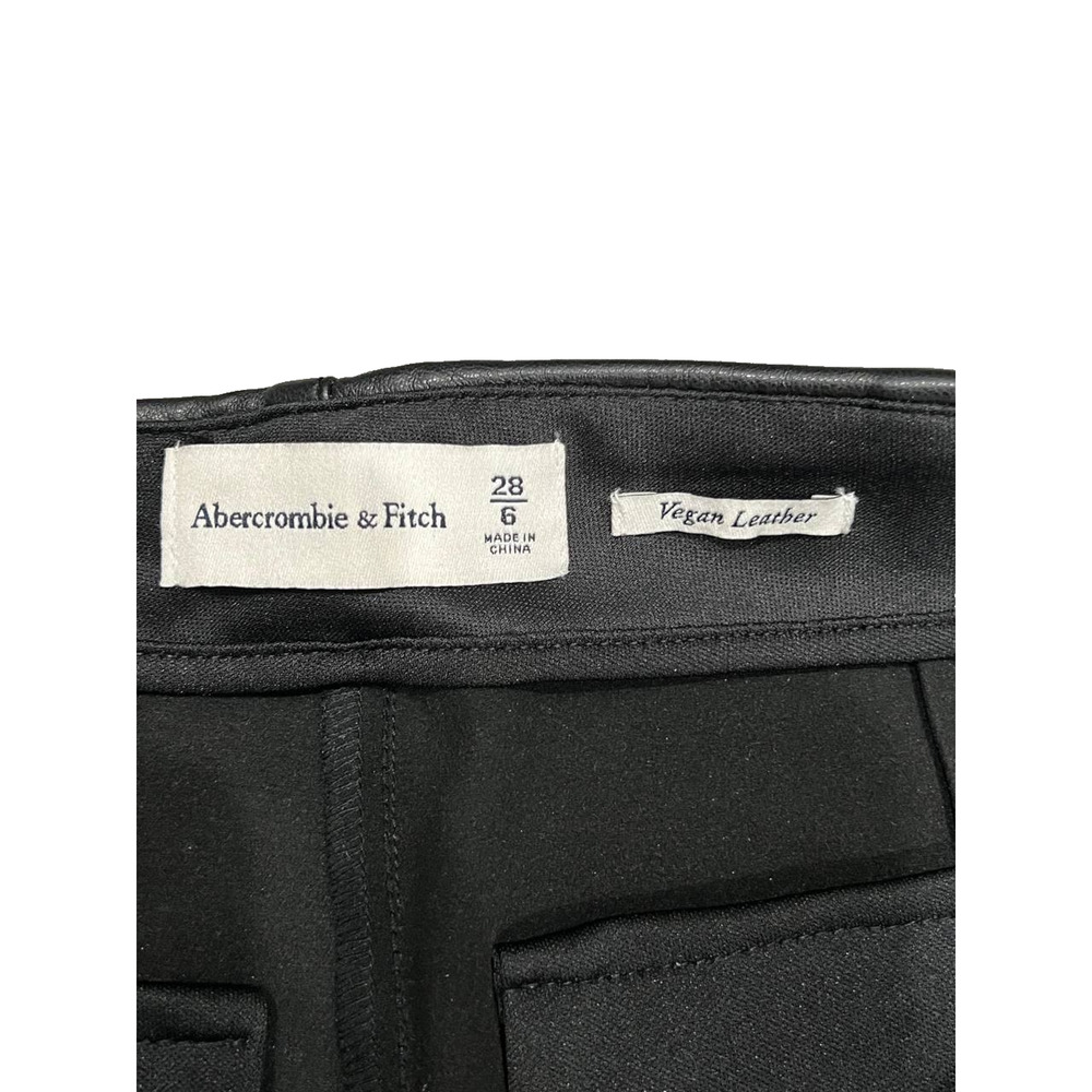 Abercrombie & Fitch Vegan Leather Low Rise Baggy Pant Black Size 28/6 A003658 - Picture 10 of 11